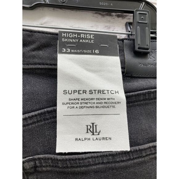 Lauren Ralph Lauren Jeans Womens Size 16  Black High Rise Skinny Ankle Stretch - Picture 8 of 11